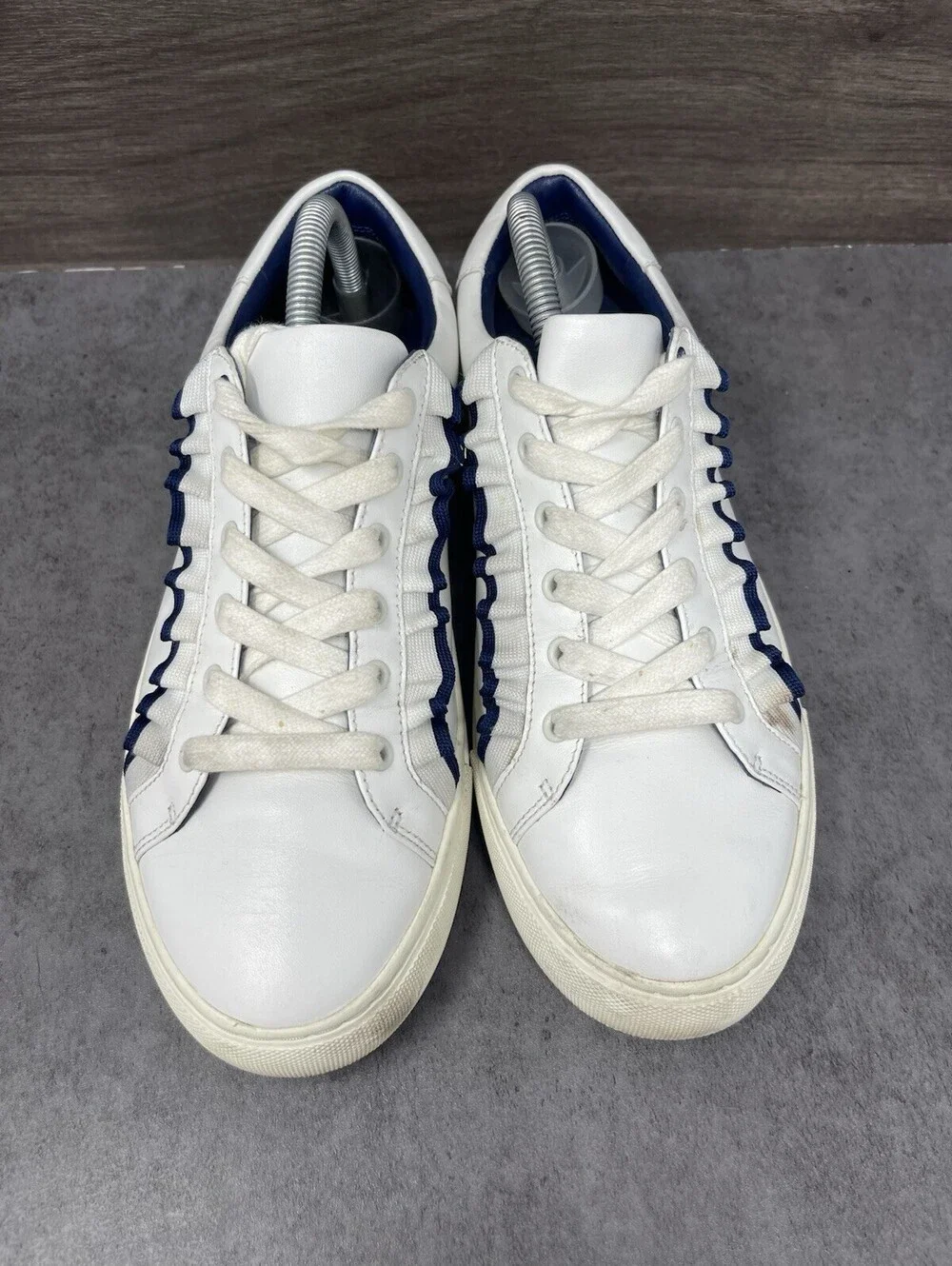 Tory Burch Ruffle Sneakers Womens Size 9.5 White Leather Sport